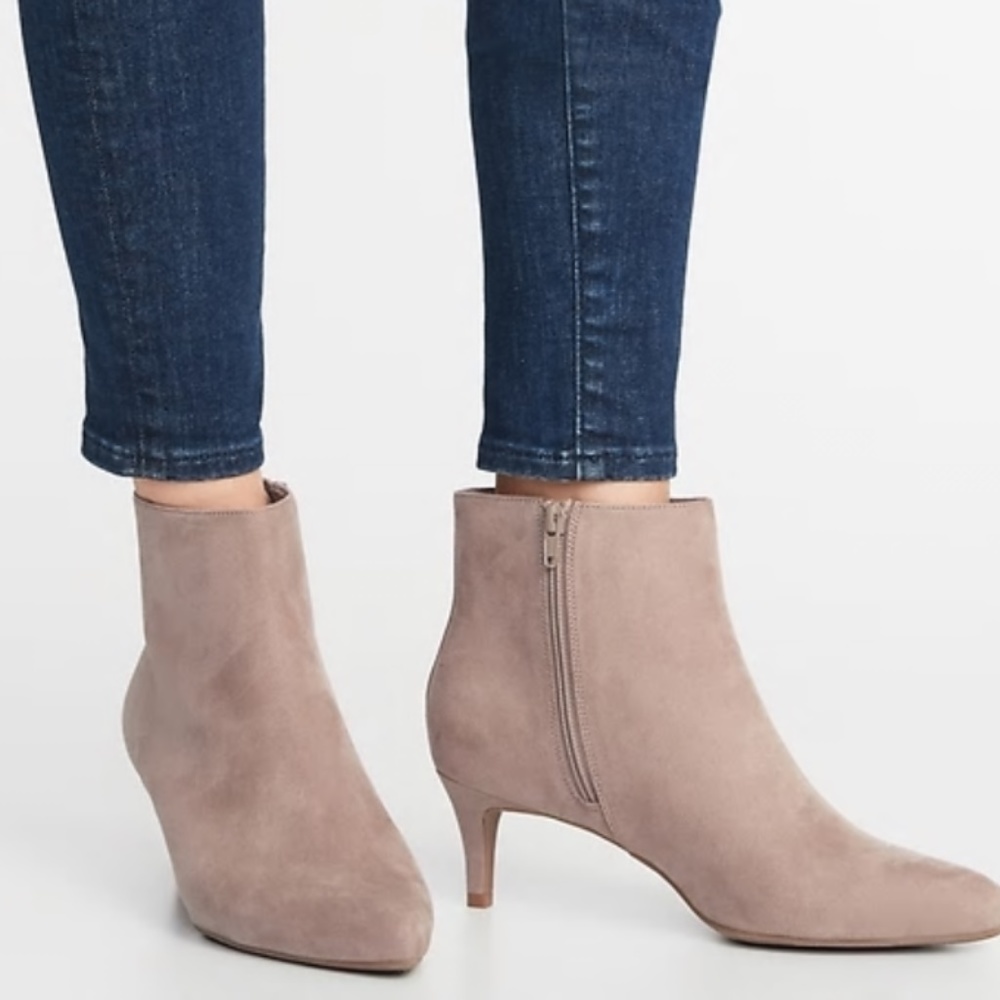 Faux-Suede Kitten-Heel Booties for Women